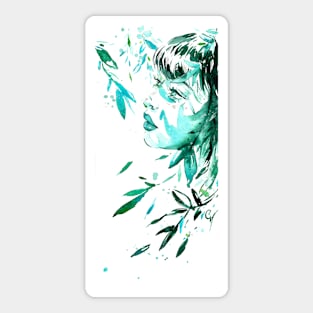 Water Leaves 8 - Watercolor Woman Portrait Sticker